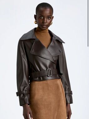 Nour Hammour Hatti Lambskin Women's Brown Dark Chocolate Leather Jacket XS 32 0